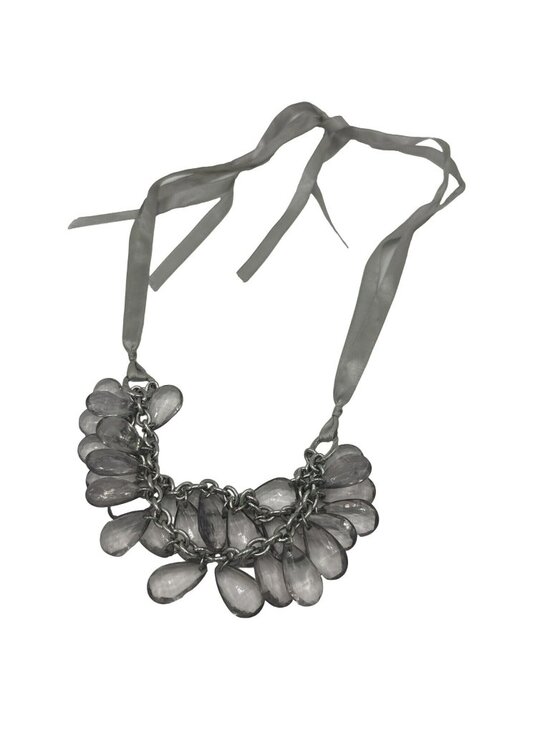 Unbranded Jewelry - Bib Necklace Crystal Faceted Teardrop Beads Ribbon Chain Adjustable Tie Closure